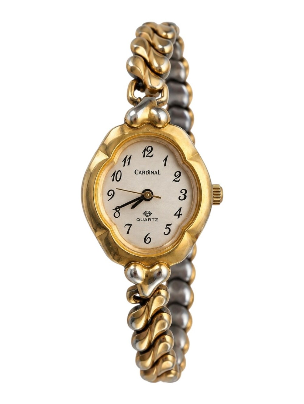 Cardinal Vintage Quartz Watch Women Gold Silver Two Tone Bracelet